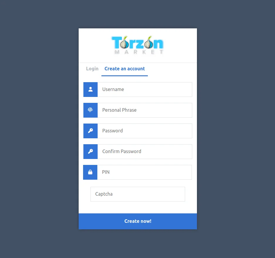 Torzon market registration interface 2026 screenshot
